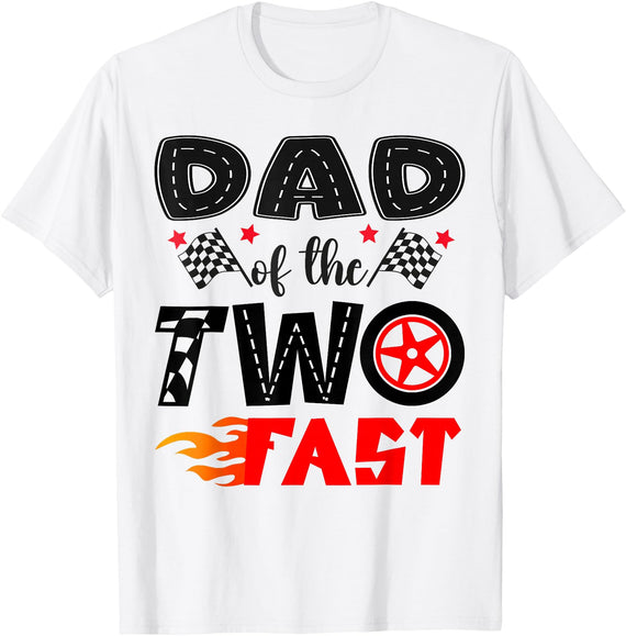 Race Car Pit Crew 2Nd Birthday Boy Dad of The Two Fast 2Nd Birthday Boy Racing Car T-Shirt - White