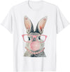 Cute Rabbit Lover Bunny Graphic T-Shirt (Grass Green) in White