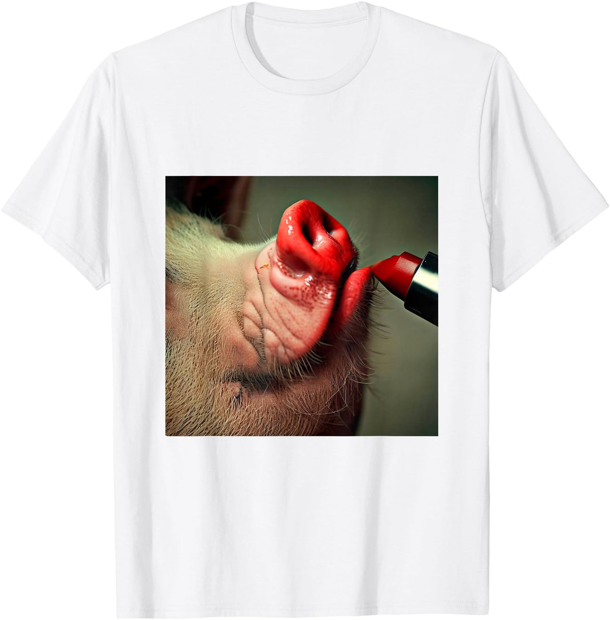 Special Lipstick Gifts Lipstick on a Pig Slogan T-Shirt - White