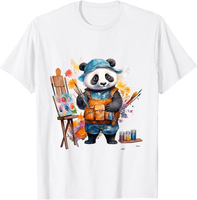 Whimsical Panda Bear Painting Artist Watercolor Paint Panda T-Shirt