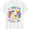 Llamazing Birthday Gifts Llama Llama Birthday LLamazing Party Llama Balloons T-Shirt - White