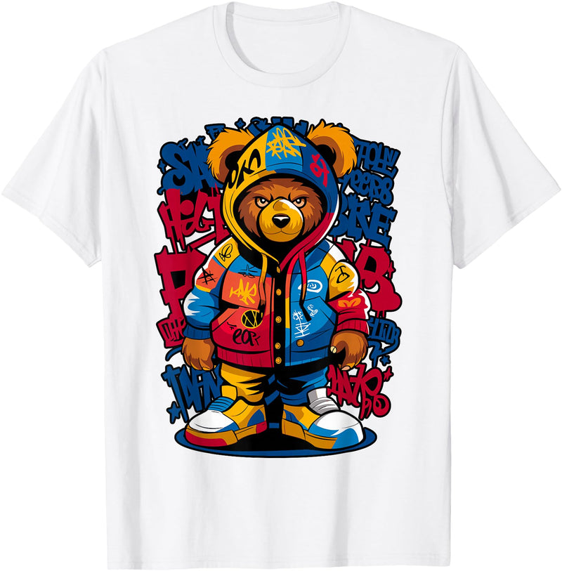 Magical and Funny Teddy Bear lover Gifts Hip Hop Teddy Bear Rap Music T-Shirt - White