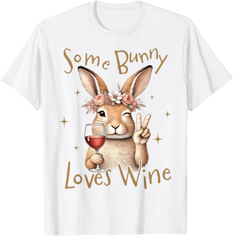 Cute Rabbit Lover Bunny Graphic T-Shirt (Navy Blue) in White