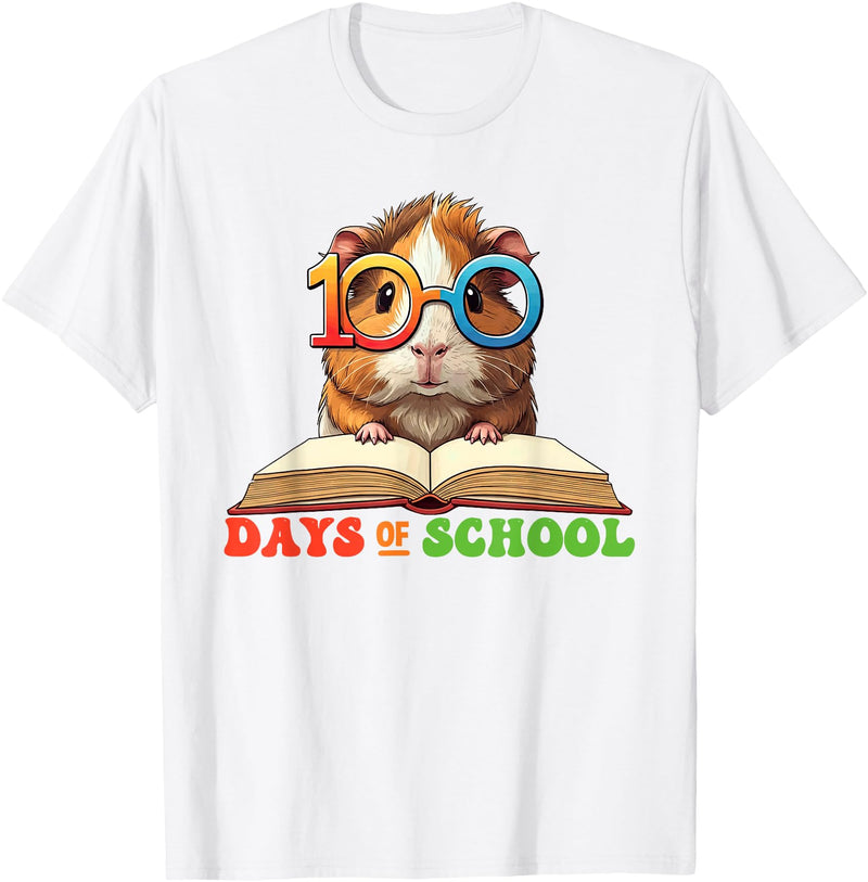 Guinea Pig Lovers 100 Days Of School Costume Kids Funny Guinea Pig 100th Day Of School Teacher Womens Mens T-Shirt - White