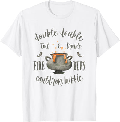 Retro Halloween Gifts and Apparel Double Double Toil and Trouble Halloween Witch Gothic T-Shirt