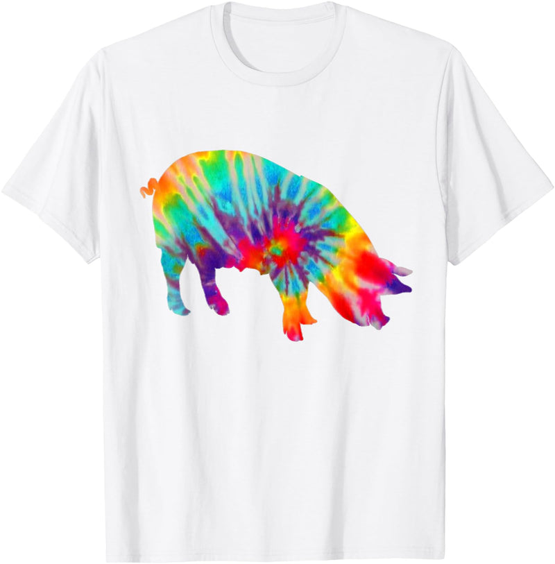 Pig Tie Dye Vintage Farmer T-Shirt - White