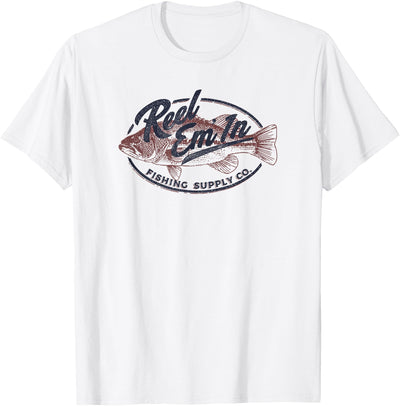 Trendy Reel Em' In Fishing Supply Co. Logo T-Shirt