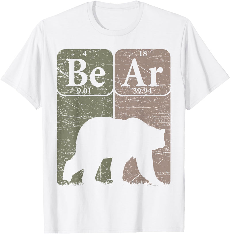 Bear Periodic Chemistry Elements Retro Arctophile Bear Periodic Table Elements Grizzly Bear Vintage Arctophile T-Shirt - White