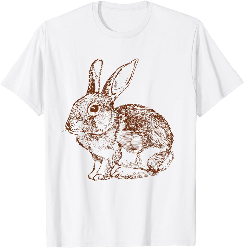 Cute Brown Bunny Lover Bunny Graphic T-Shirt in White