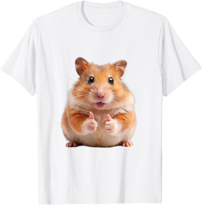 Funny Hamster with Thumbs Up T-Shirt - White