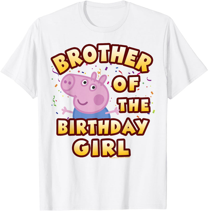 Peppa Pig Brother of The Happy Birthday Girl T-Shirt - White