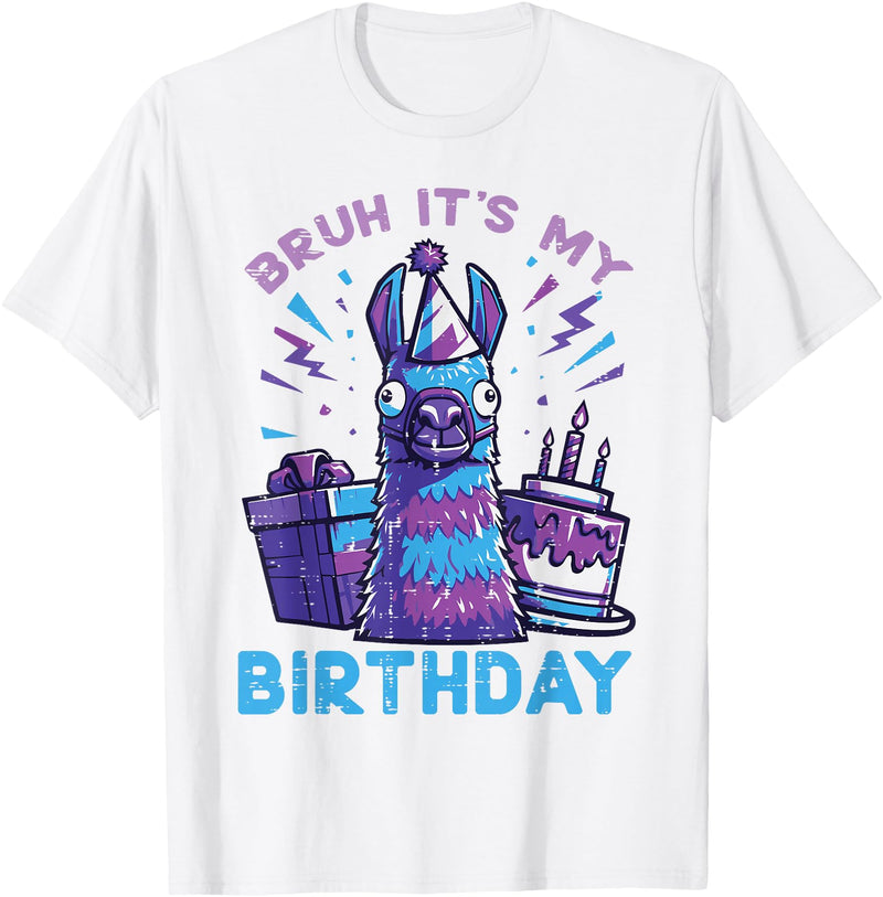 Birthday Party Shirts For Men Women Kids Bruh Its My Birthday Llama Pinata Bday Party Men Women Kids T-Shirt - White