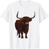 Best Highland Cow Gifts Farm Animal Lover Herders Funny Scottish Highland Cow Design For Men Women Hairy Cow T-Shirt - White