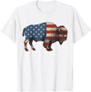 Bison American Buffalo Gifts & Apparel Stuff Bison USA American Flag Patriotic United States T-Shirt - White