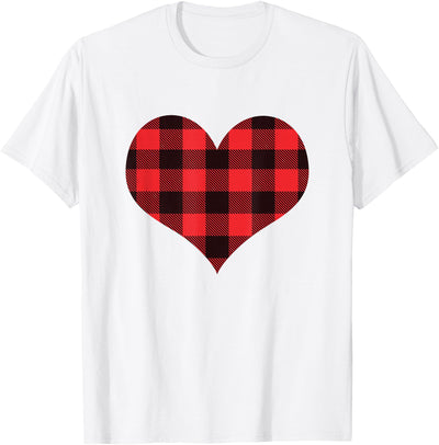 Cow Red Buffalo Plaid Heart Valentines T-Shirt