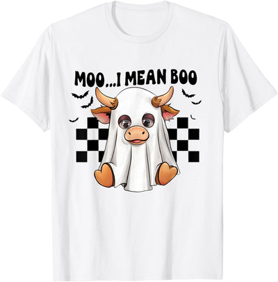 Moo I Mean Boo Ghost Cow Funny Halloween Costume Cow Lover T-Shirt
