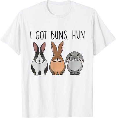 I Got Buns, Hun Three Bunnies Line Art T-Shirt