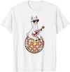 DiscoballAxis1 Funny Llama Disco Dancing Ball Groovy Retro 80s Costume T-Shirt - White
