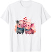 Unique Pig Lover Decor & Apparel Gifts Shop Two Loving Pigs In Love Heart Valentine's Day Pig T-Shirt - White