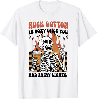 Is Cozy Once You Add Fairy Light, Skeleton Coffee is Cozy Once You Add Fairy Light, Rock and Roll Skeleton Tee T-Shirt