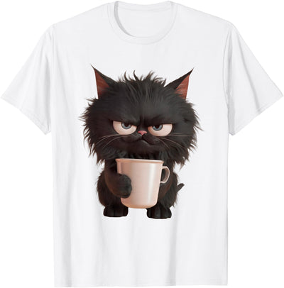 DIOTHENA Grumpy Coffee & Cat Lover Outfits Grumpy Coffee Cat Mom and Dad Morning Coffe with Cats T-Shirt