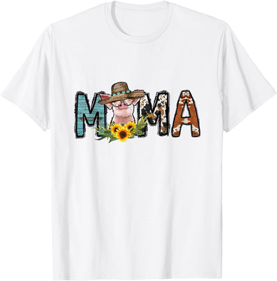 Pig Mama Pig Mom Sunflower Country Farm Life Cowhide T-Shirt