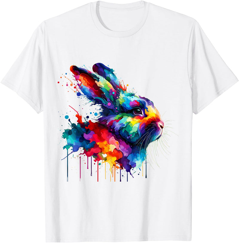 Splash Art Rabbit T-Shirt in White
