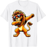 Funny Lion Lover Dabbing Lion Sunglasses T-Shirt - White