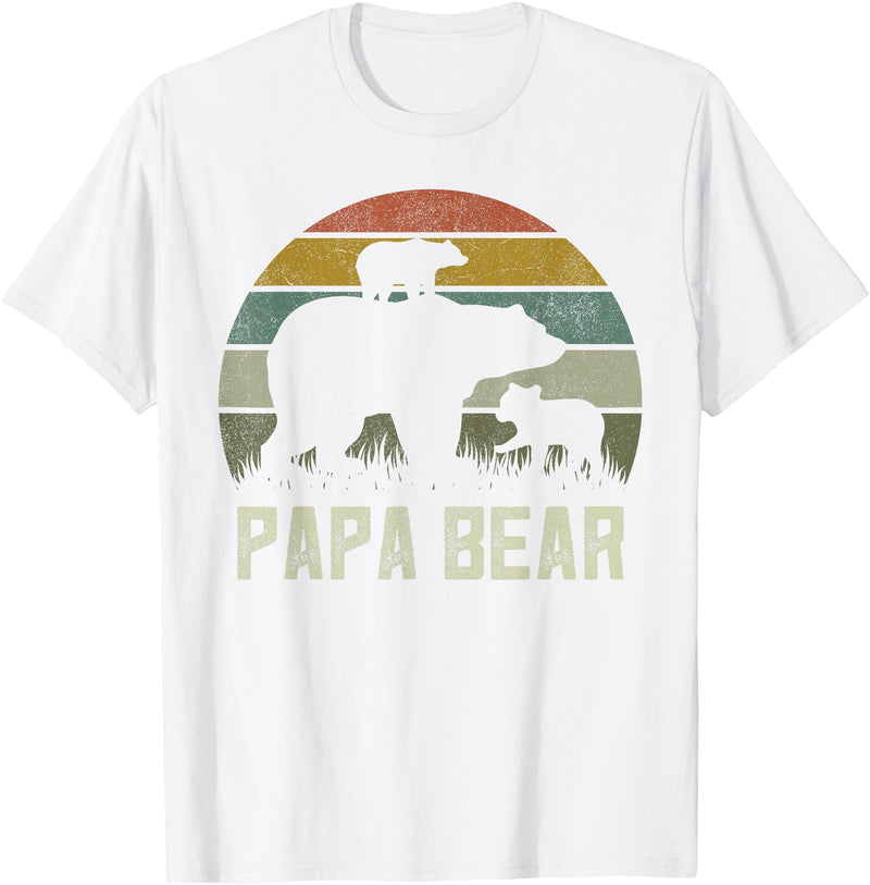 Bear Cubs Family Matching Gifts & Shirts Clothing Funny Papa Bear Shirts, Cub 2 Kids Fathers Day Grandpa T-Shirt - White