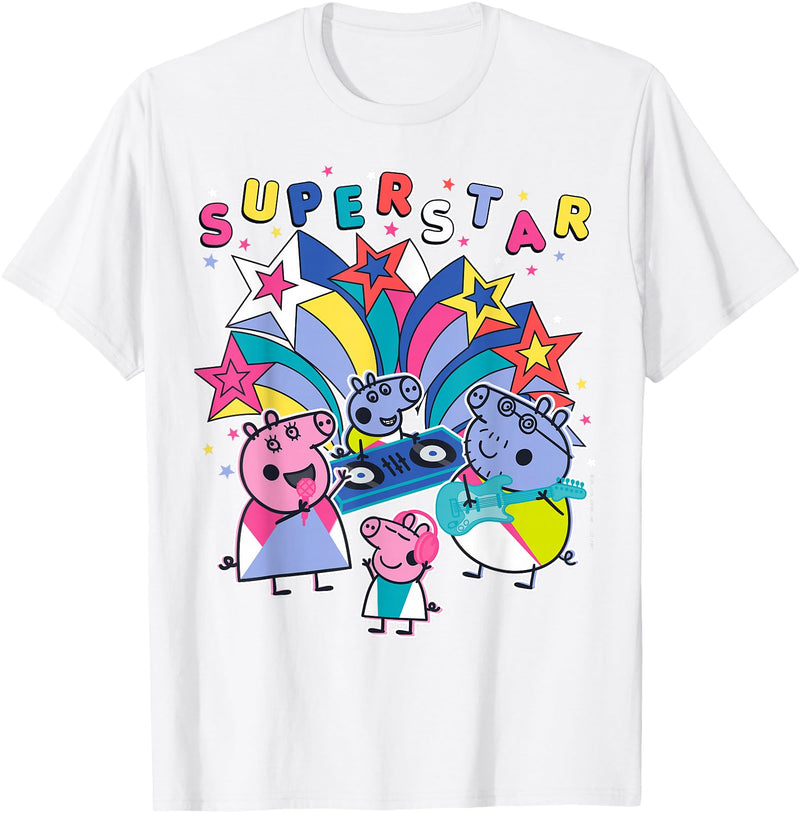 Peppa Pig Super Star Poster T-Shirt - White