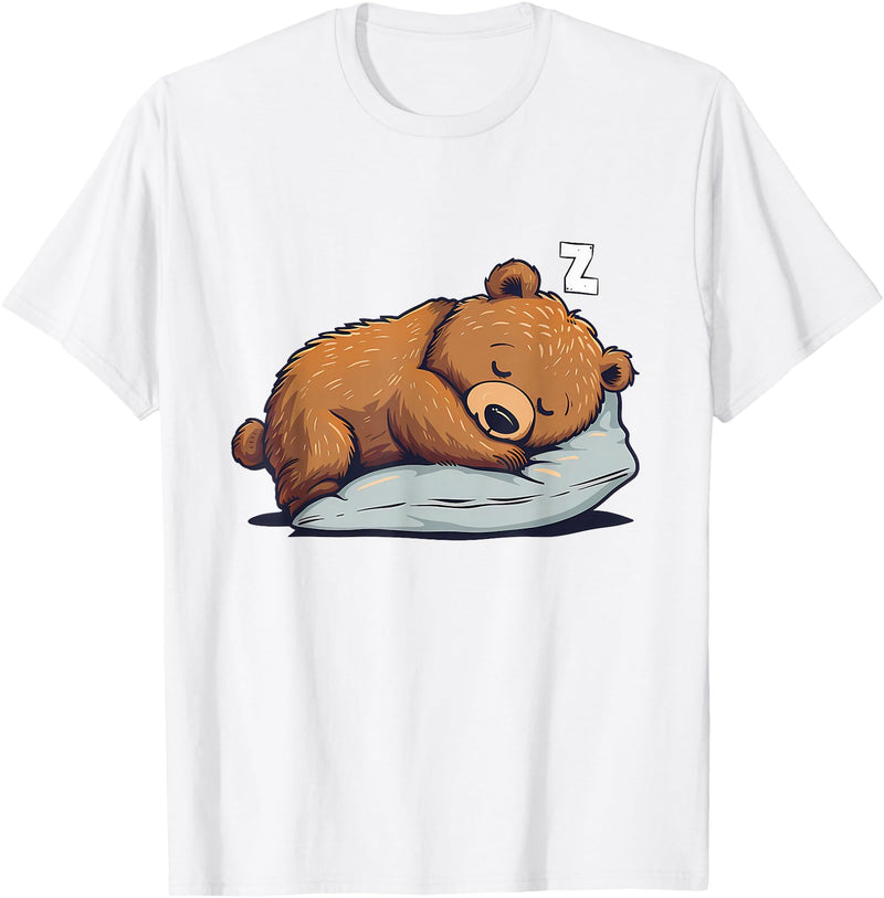 Cute Sleeping Animals Napping Bear Sleeping Sleepy Bear Cute Bear Sleeping T-Shirt - White