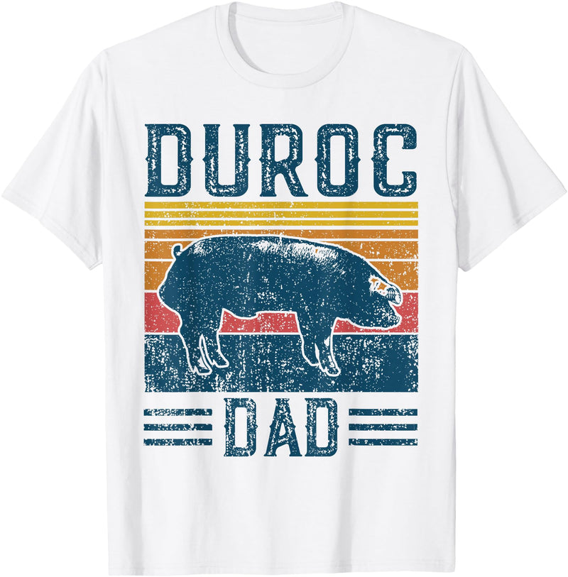 Retro Duroc Farmer Gift for Men Farming Breed - Vintage Duroc Pig Dad T-Shirt - White
