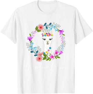 ALPACA FANS, LAMA LOVERS DESIGNS Cute Grandma Llama for Alpaca Fans T-Shirt - White