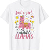 Llama Shirt Kids Girls Toddler Just A Girl Who Loves Llamas T-Shirt - White