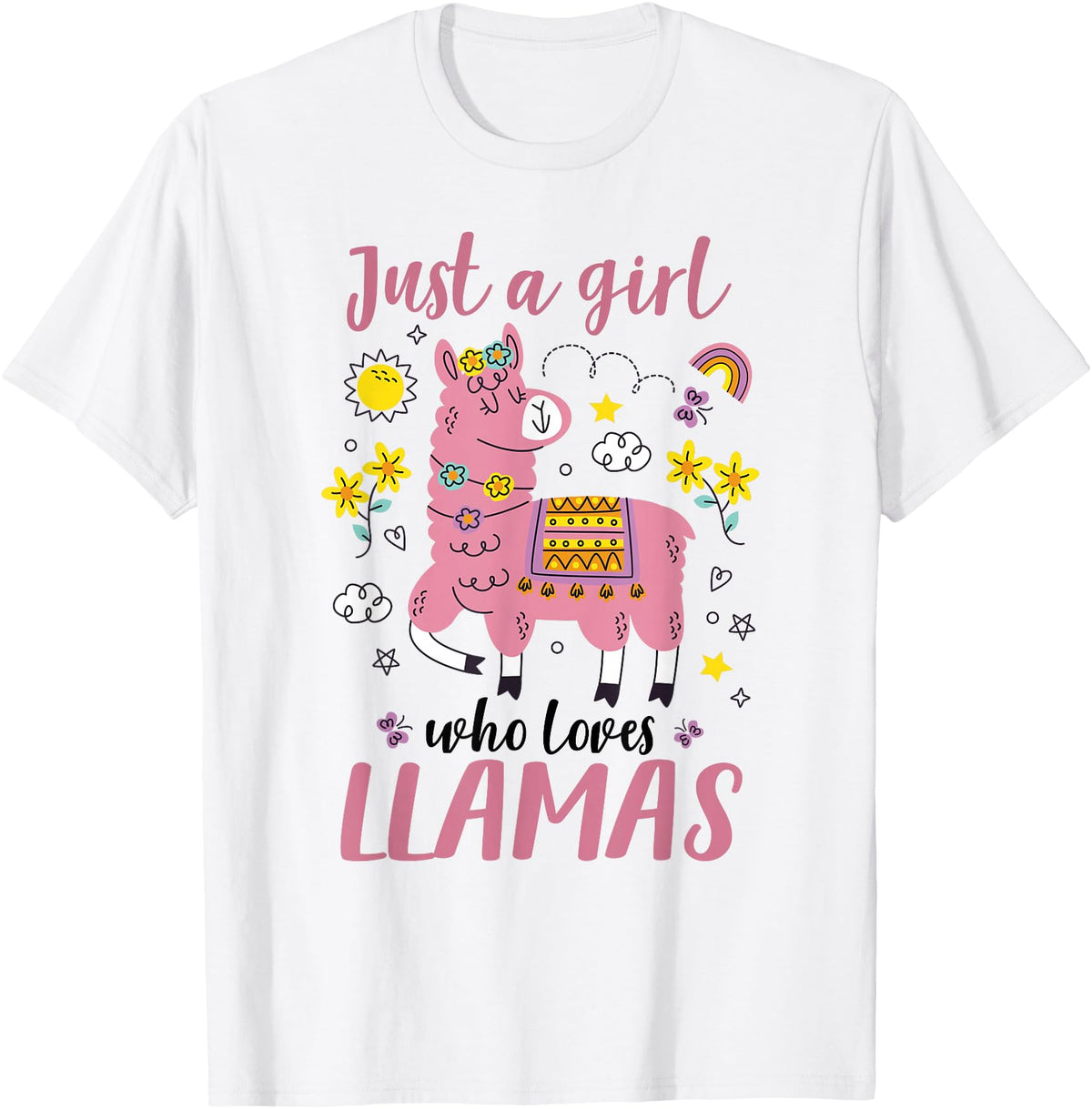 Llama Shirt Kids Girls Toddler Just A Girl Who Loves Llamas T-Shirt - White