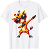 Funny Giraffe Lover Dabbing Giraffe with Sunglasses T-Shirt - White