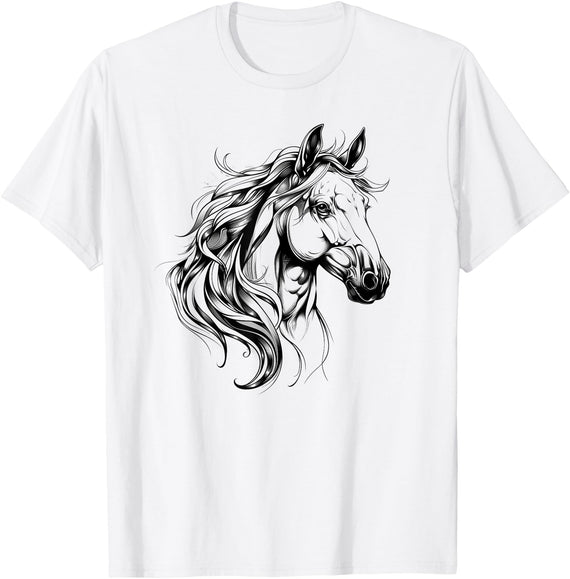 Cool Style Tattoo Style Horse T-Shirt - As Pictured