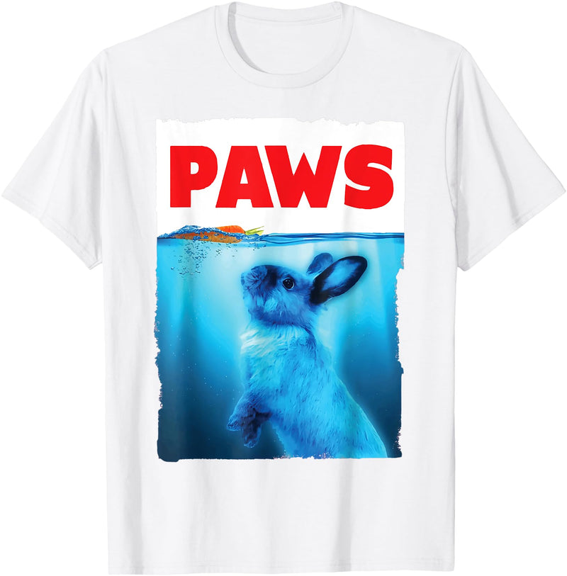 Paws Rabbit Bunny and Carrot Top, Cute Funny Rabbit Lover T-Shirt in White