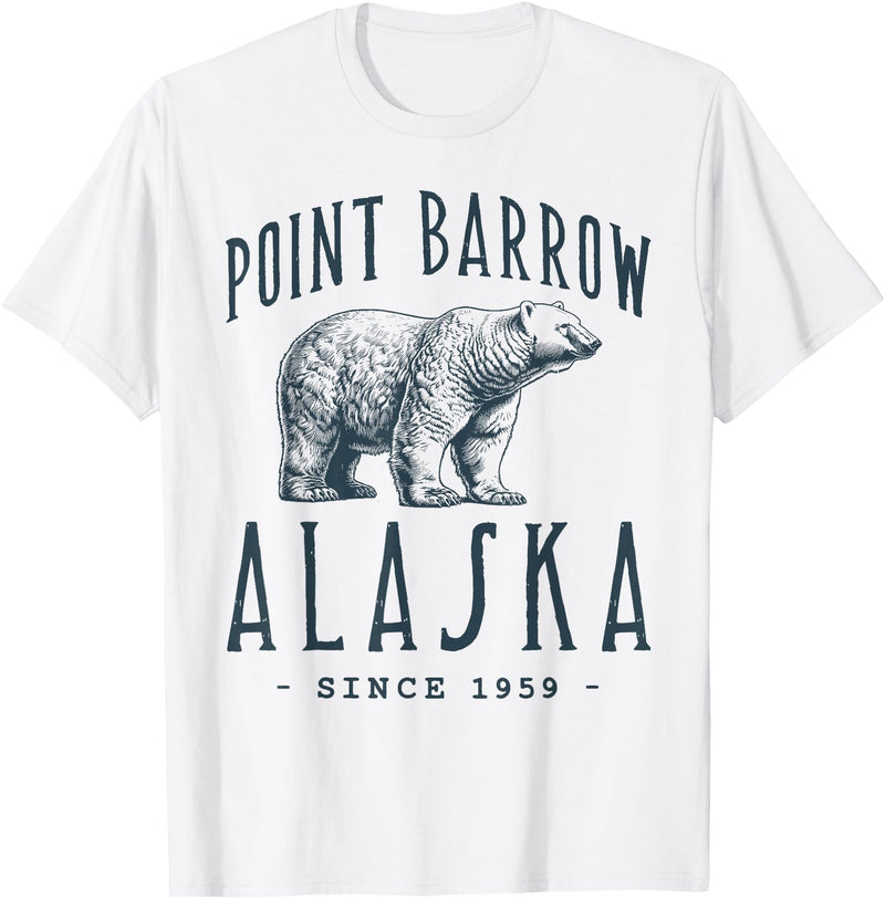 ARTIC ADVENTURE BEAR VINTAGE DESIGNS POINT BARROW, ALASKA POLAR BEAR WILDLIFE T-Shirt - White
