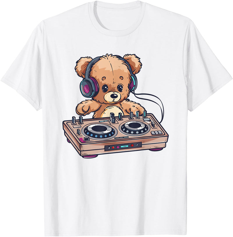 Colorful Teddy Art I Kids Teddy Bear Cute Teddy DJ T-Shirt - White