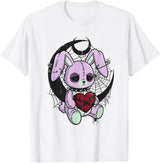 Creepy Cute Bunny Goth Heart Spiderweb Alt Pastel Rabbit T-Shirt in White