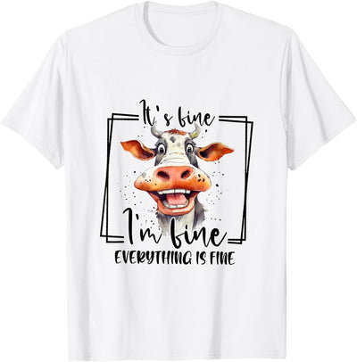 Cow It's Fine I'm Fine Everything Is Fine Teacher Xmas T-Shirt