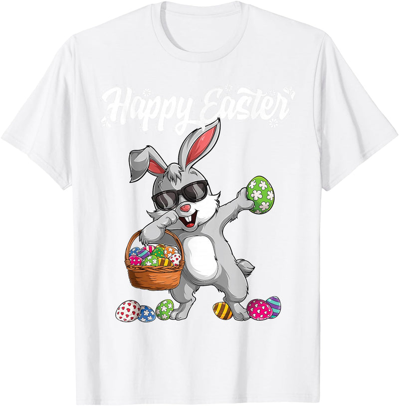 Dabbing Rabbit Easter Day Eggs Dab Boys Girls Kid Gift Bunny T-Shirt in White