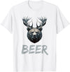 Bear With Antlers Drinker Party Deer Beer Beer Bear Deer Grizzly Bear With Antlers Beer T-Shirt - White