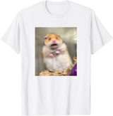 Scared Hamster Meme Funny Pet Owner Dank Trendy T-Shirt - White