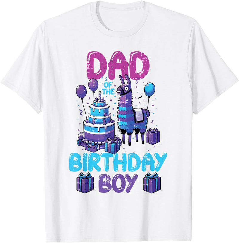 Birthday Party Shirts For Men Women Kids Dad of Birthday Boy Llama Pinata Party Family Matching Men T-Shirt - White