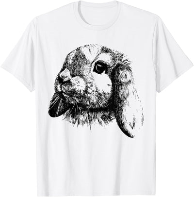 Realistic Lop-Eared Rabbit Pencil Drawing T-Shirt