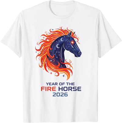 Year of the Firehorse 2026 Fiery Mane Celestial Year of The Fire Horse 2026 Chinese Lunar New Year Zodiac T-Shirt
