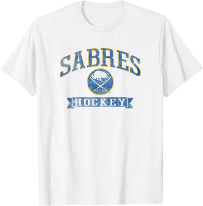 Cow Buffalo Sabres Vintage Hockey White Nhl Officially T-Shirt