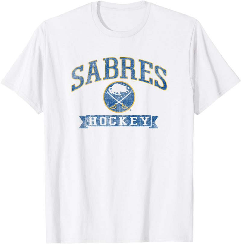 Buffalo Sabres Vintage Hockey White NHL Officially Licensed T-Shirt - As Pictured